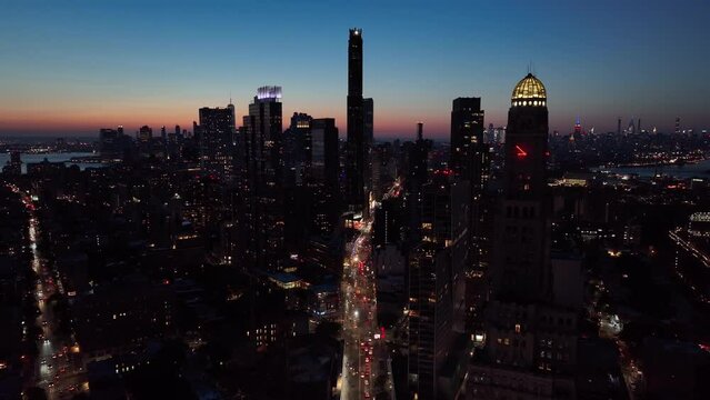 Dusk Flying Over Flatbush Ave. Towards Downtown Brooklyn