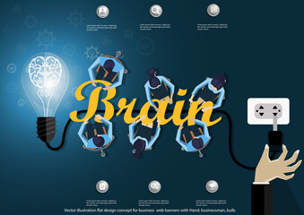 Illustration business.design modern  idea and concept think creativity. for brainstorm,Social network,success,plan,think,search,analyze,communicate, futuristic idea innovation technology.