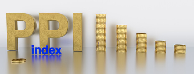 PPI. The producer price index. Concept. Square. 3d illustration