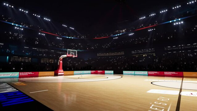 Basketball Arena with people crowds 3d render High quality 4k footage