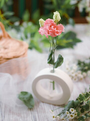 White Tender handmade plaster vase. Modern home decoration.