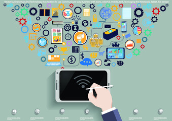 Illustration business.design modern  idea and concept think creativity. for Social network,success,plan,think,search,analyze,communicate, futuristic idea innovation technology.