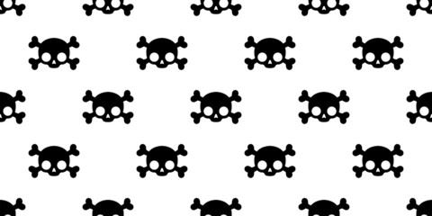 skull crossbones seamless pattern Halloween vector bone ghost cartoon scarf isolated repeat wallpaper tile background gift wrapping paper illustration doodle design