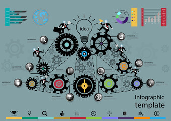 Obraz premium Illustration business.design modern idea and concept think creativity. for Social network,success,plan,think,search,analyze,communicate, futuristic idea innovation technology.