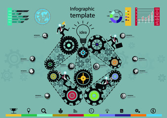 Obraz premium Illustration business.design modern idea and concept think creativity. for Social network,success,plan,think,search,analyze,communicate, futuristic idea innovation technology.