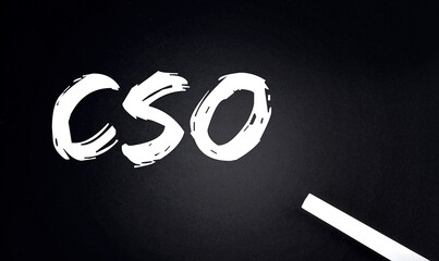 CSO Text on the Black Chalkboard with a piece of chalk