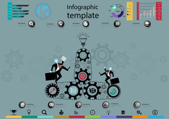 Obraz premium Illustration business.design modern idea and concept think creativity. for Social network,success,plan,think,search,analyze,communicate, futuristic idea innovation technology.
