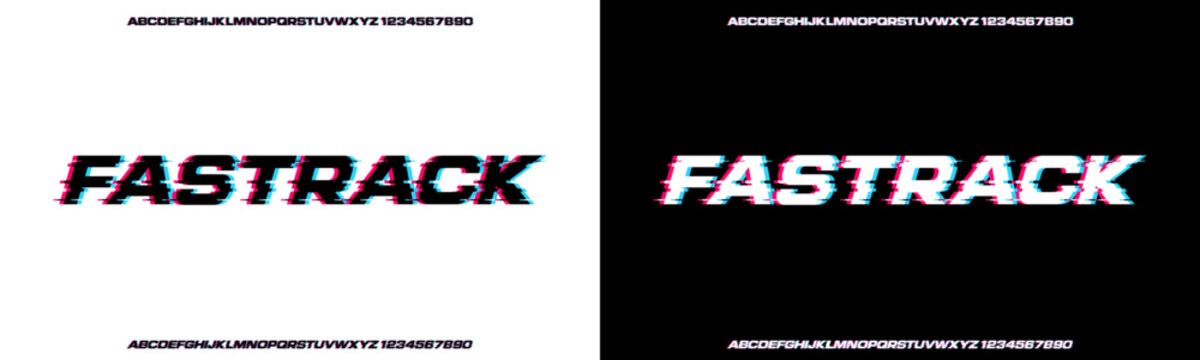 Modern Glitch Font Style. Regular and Italic. Uppercase and Number