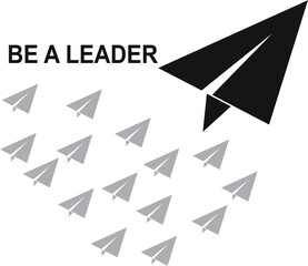 Leadership concept icon vector with paper plane. One leader plane leads other planes.