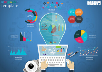 Illustration business.design modern  idea and concept think creativity. for Social network,success,plan,think,search,analyze,communicate, futuristic idea innovation technology.