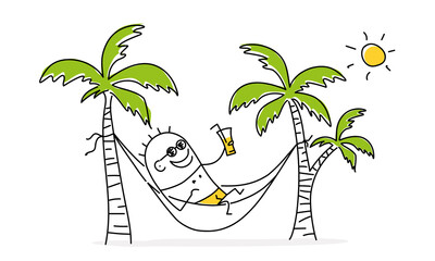 Stickman with sunglasses in a hammock.
