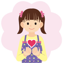 ハートを持つツインテールの女の子＿線なし