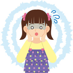 焦るツインテールの女の子＿線なし