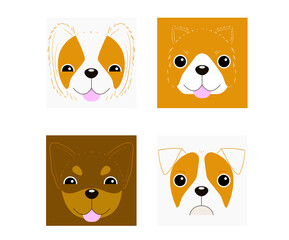 dog face vector illustration hand draw , character for graphic, print, card or poster set3