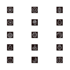 Web icons set fruit white of healthy food in line art style