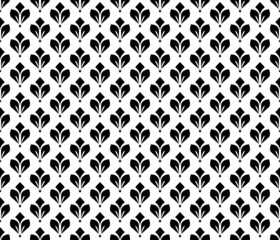 Flower geometric pattern. Seamless vector background. White and black ornament