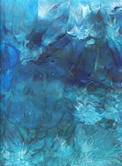Peinture abstraite dans les tons de bleus pour fond d'écran, papier peint<.