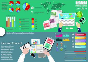 Illustration business.design modern  idea and concept think creativity. for Social network,success,plan,think,search,analyze,communicate, futuristic idea innovation technology.