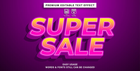 Fototapeta na wymiar editable text effect super sale