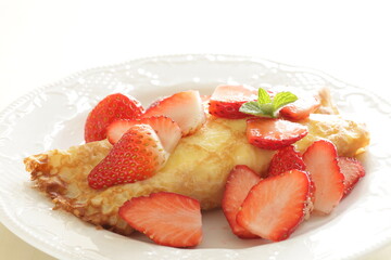 Freshness Japanese strawberries and crepe for gourmet dessert image