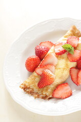 Freshness Japanese strawberries and crepe for gourmet dessert image