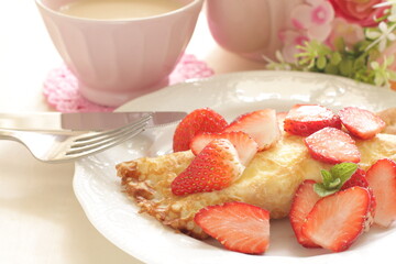 Freshness Japanese strawberries and crepe for gourmet dessert image