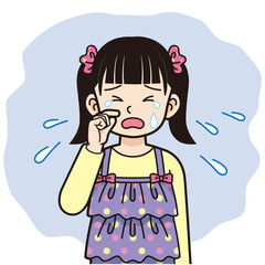 泣くツインテールの女の子＿線画