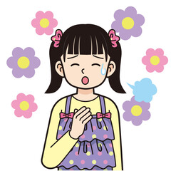 安心したツインテールの女の子＿線画