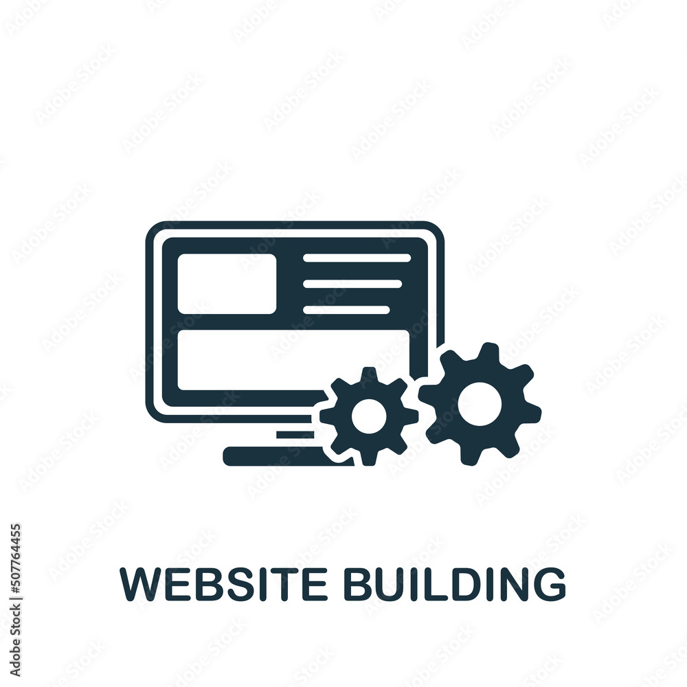 Poster website building icon. monochrome simple web design icon for templates, web design and infographics