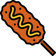 corn dog color outline icon