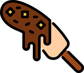 chocolate covered banana color outline icon
