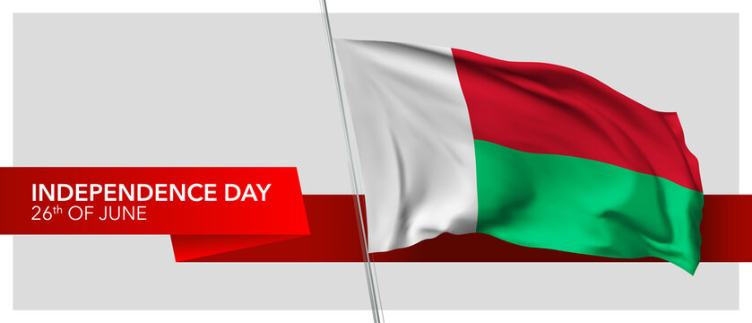 Madagascar independence day vector banner, greeting card.