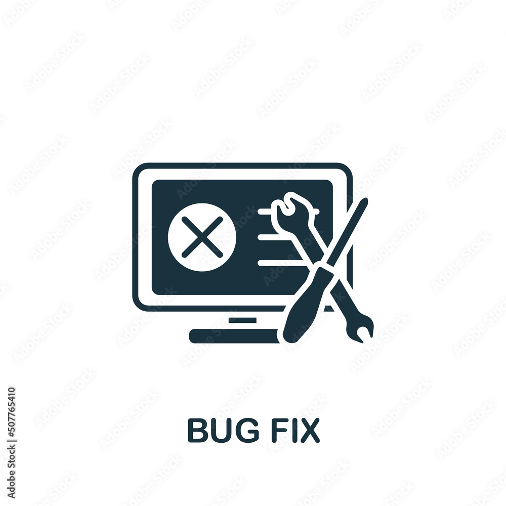 Poster bug fix icon. monochrome simple web design icon for templates, web design and infographics