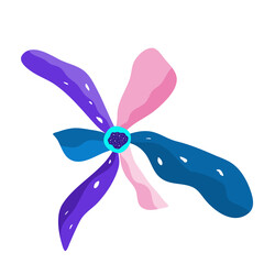 Neon floral isolated for textile design. neon jungle in blue, pink and purple color. Modern exotic design. Bright botanical summer motif.