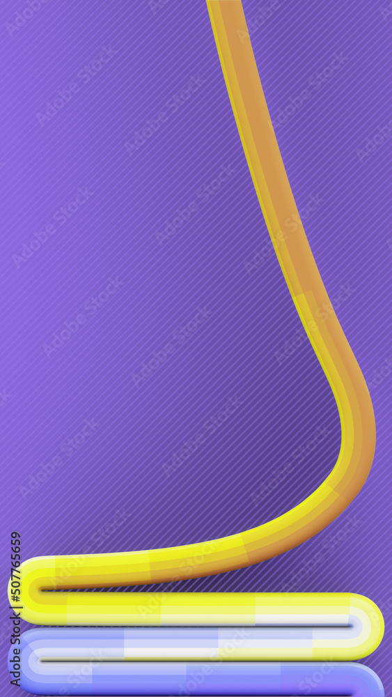 Poster Abstract flow of multi-colored lines with a fashionable stepped gradient. 3d rendering digital illustration