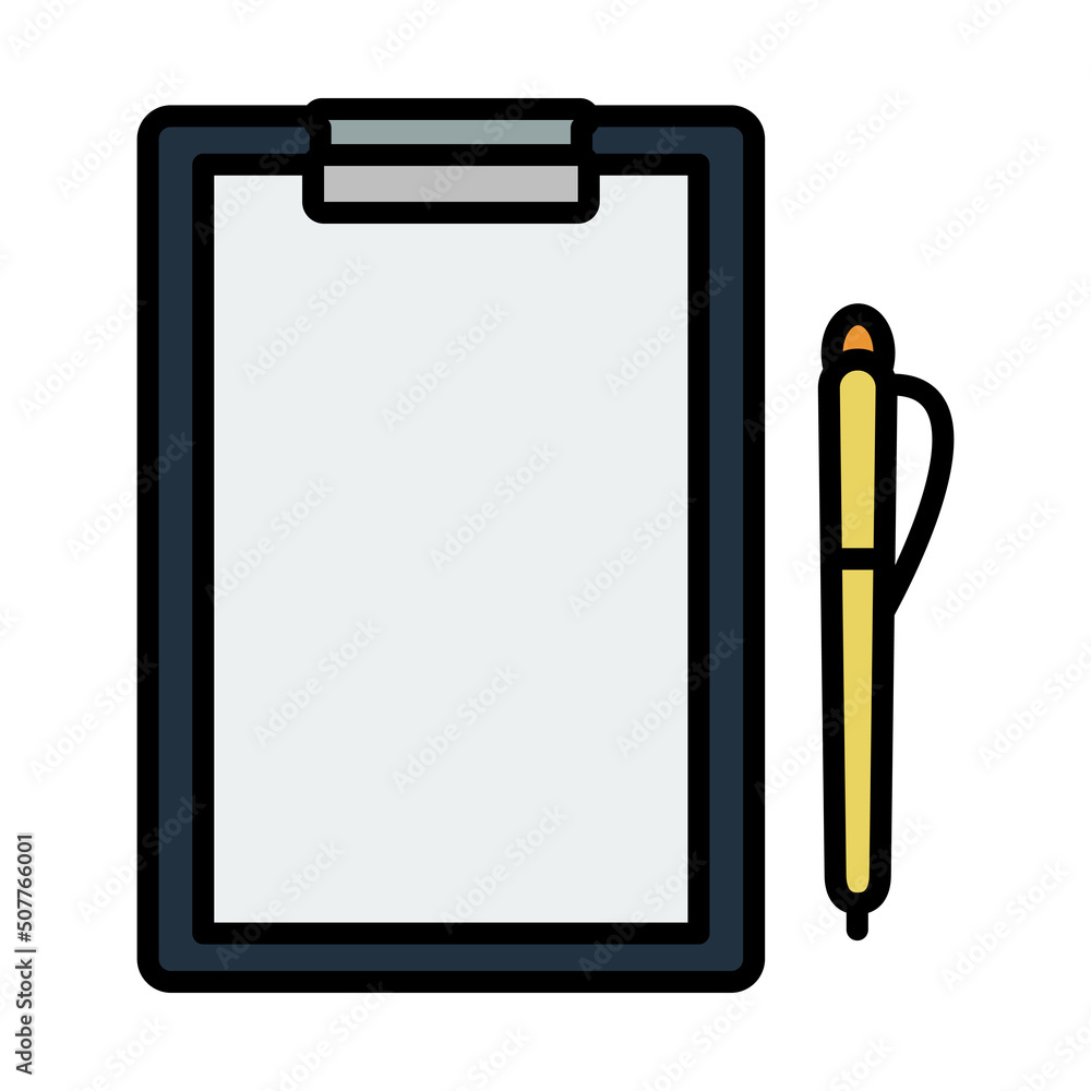 Sticker icon of tablet and pen