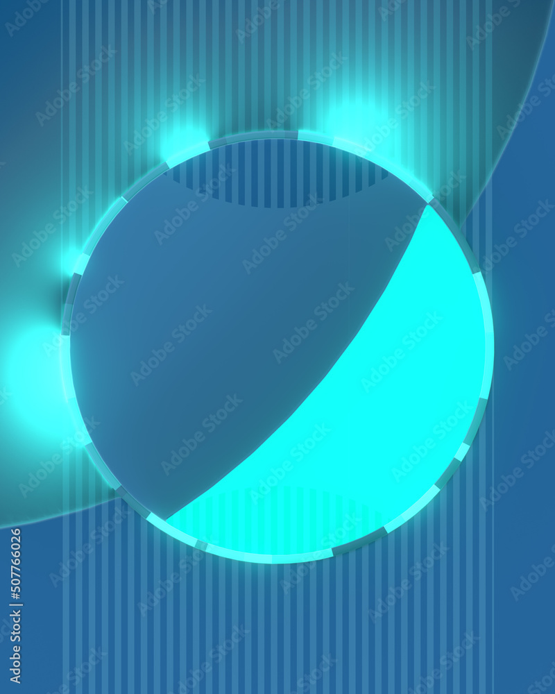 Aufkleber rounded abstract geometric blue colored composition with a light ring of in the center 3d rendering 