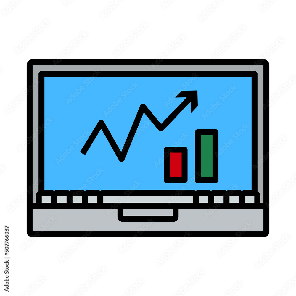 Poster icon of laptop with chart