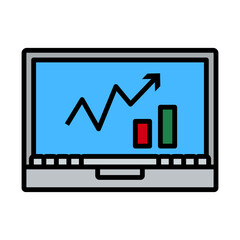 Icon Of Laptop With Chart