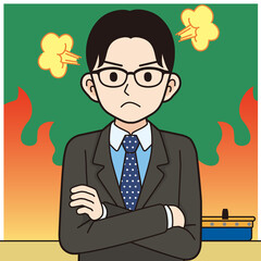 怒る男性教師＿線画