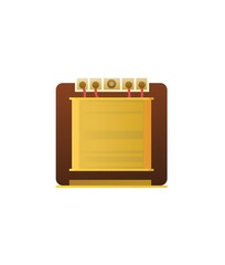 Transformer. Tools for electrician. Repair of radio electronic and microprocessor equipment. Spare parts components and service. Isolated on white background. Single object icon. Vector