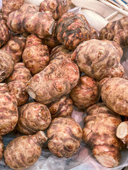 artichoke root Jerusalem fruit healthy meal food diet snack on the table copy space food background rustic top view diet veggie vegan or vegetarian food