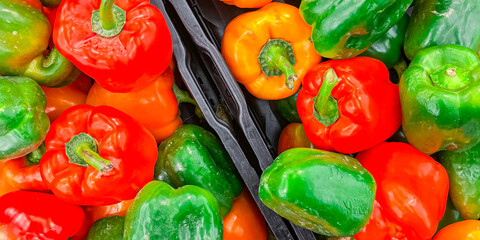 bell pepper fruit counter of the market store healthy meal food diet snack on the table copy space food background rustic top view veggie vegan or vegetarian