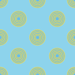 Dotted abstract geometric seamless pattern on blue background.