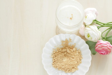 Japanese food ingredient, soy powder for healthy food image