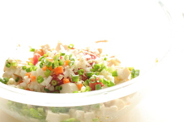 minced tofu mixed with beef and green onion for Chinese patty cooking image