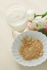 Japanese food ingredient, soy powder and milk  for healthy food image