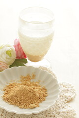 Japanese food ingredient, soy powder and milk  for healthy food image