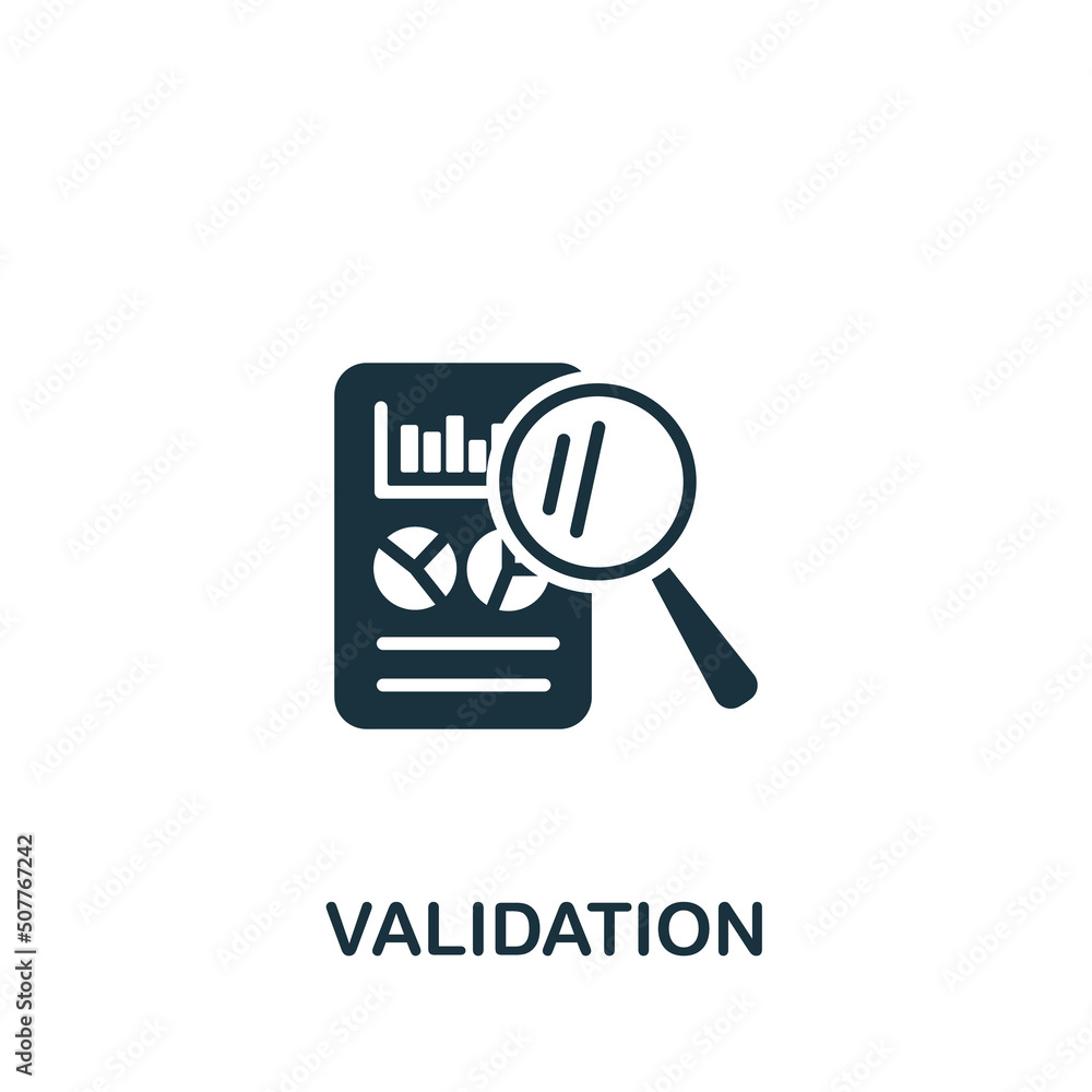 Poster validation icon. monochrome simple web development icon for templates, web design and infographics