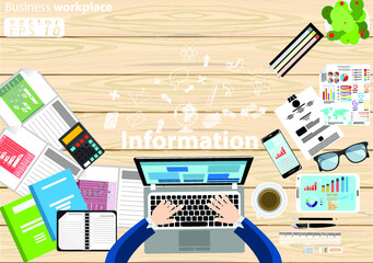 Illustration business.design modern  idea and concept think creativity. for Social network,success,plan,think,search,analyze,communicate, futuristic idea innovation technology.